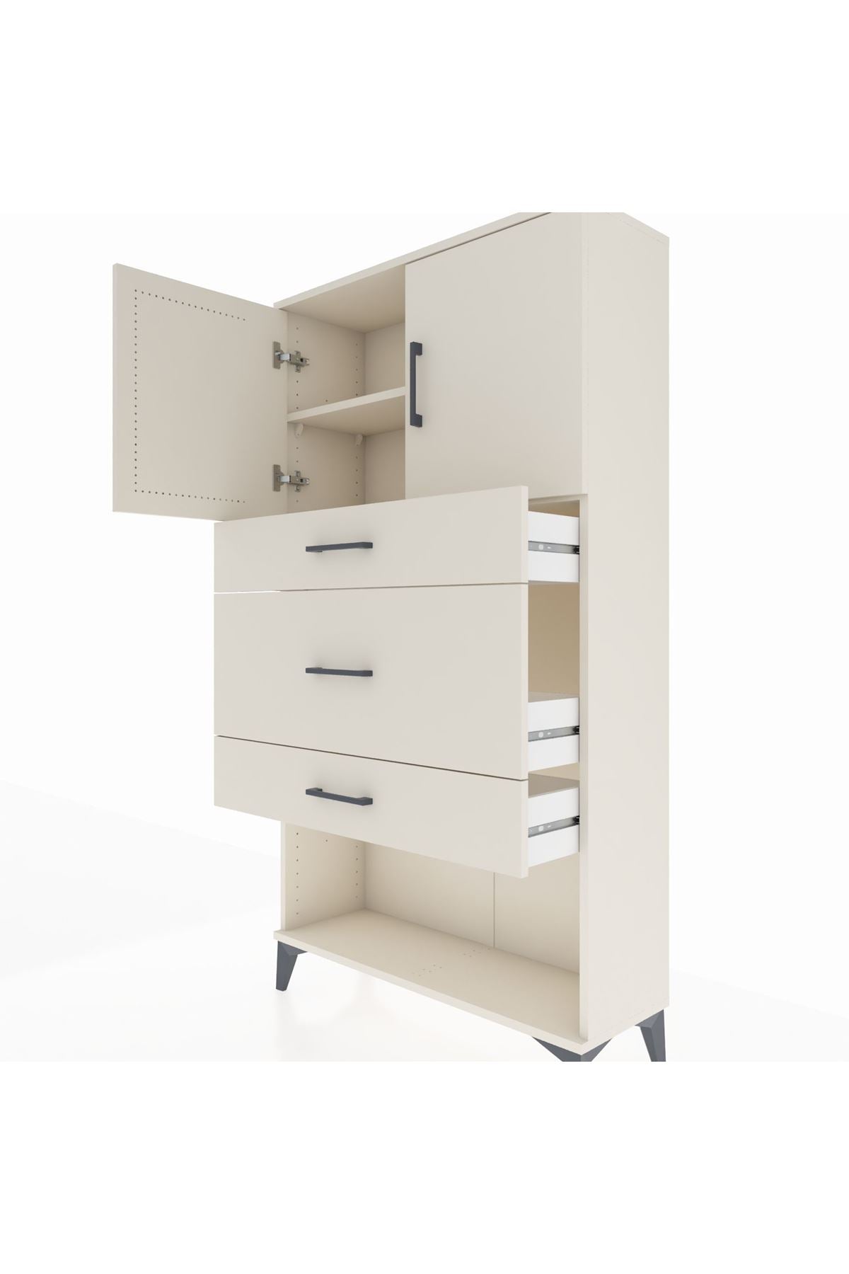 Arges Dolap 2 Raflı 3 Çekmeceli 2 Kapaklı 88x30x163 - S21M135V1A