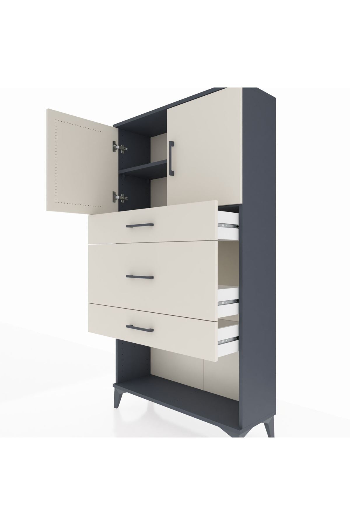 Arges Dolap 2 Raflı 3 Çekmeceli 2 Kapaklı 88x30x163 - S21M135V4A