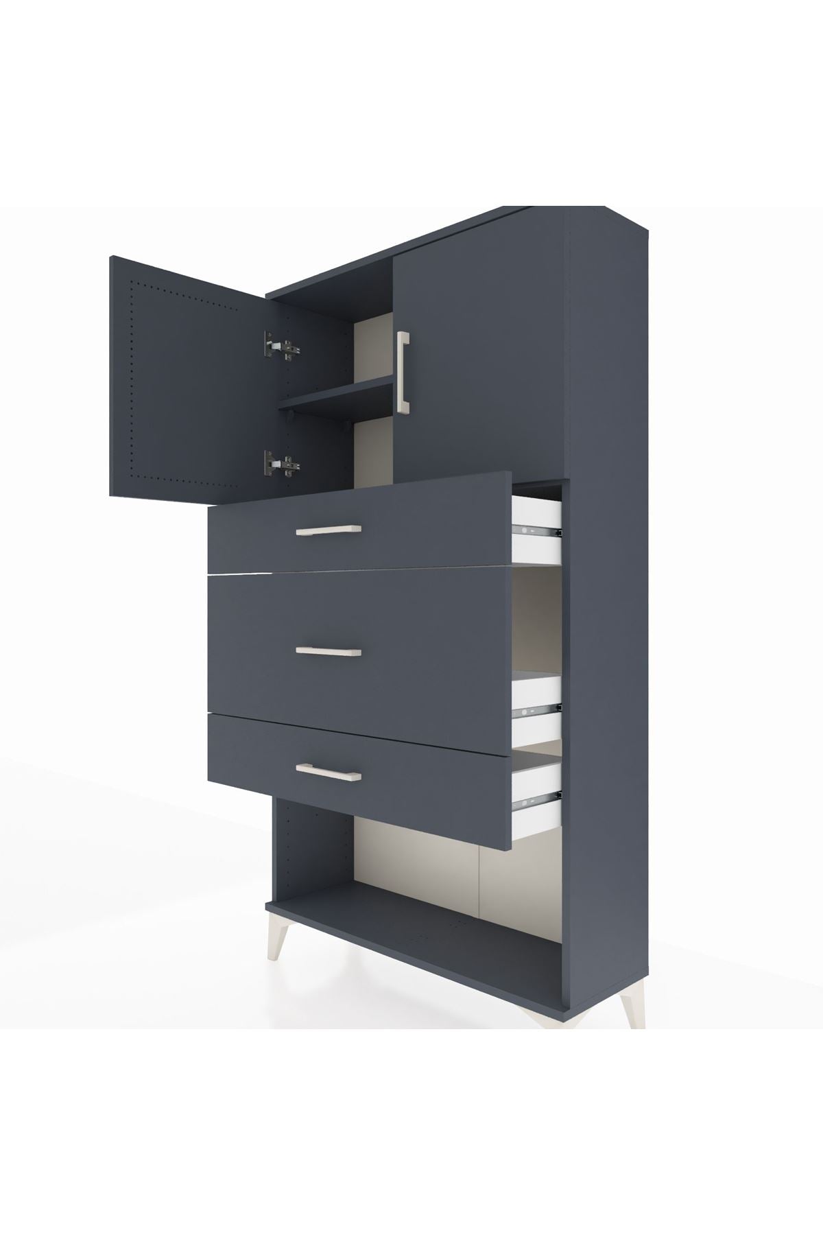 Arges Dolap 2 Raflı 3 Çekmeceli 2 Kapaklı 88x30x163 - S21M135V5A