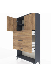 Arges Dolap 2 Raflı 3 Çekmeceli 2 Kapaklı 88x30x163 - S21M135V6A