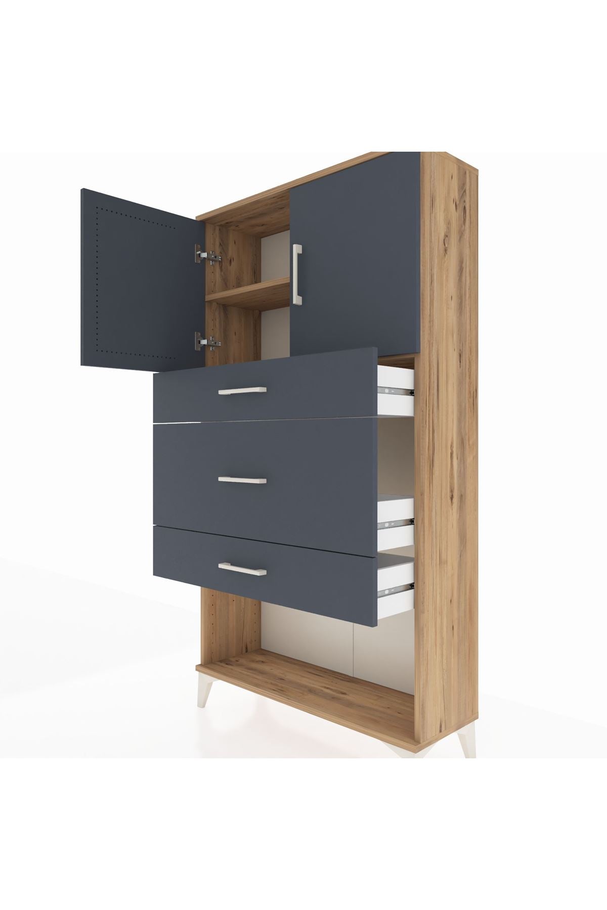 Arges Dolap 2 Raflı 3 Çekmeceli 2 Kapaklı 88x30x163 - S21M135V8A