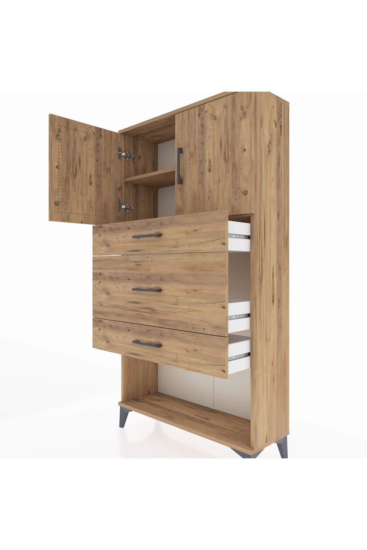 Arges Dolap 2 Raflı 3 Çekmeceli 2 Kapaklı 88x30x163 - S21M135V9A