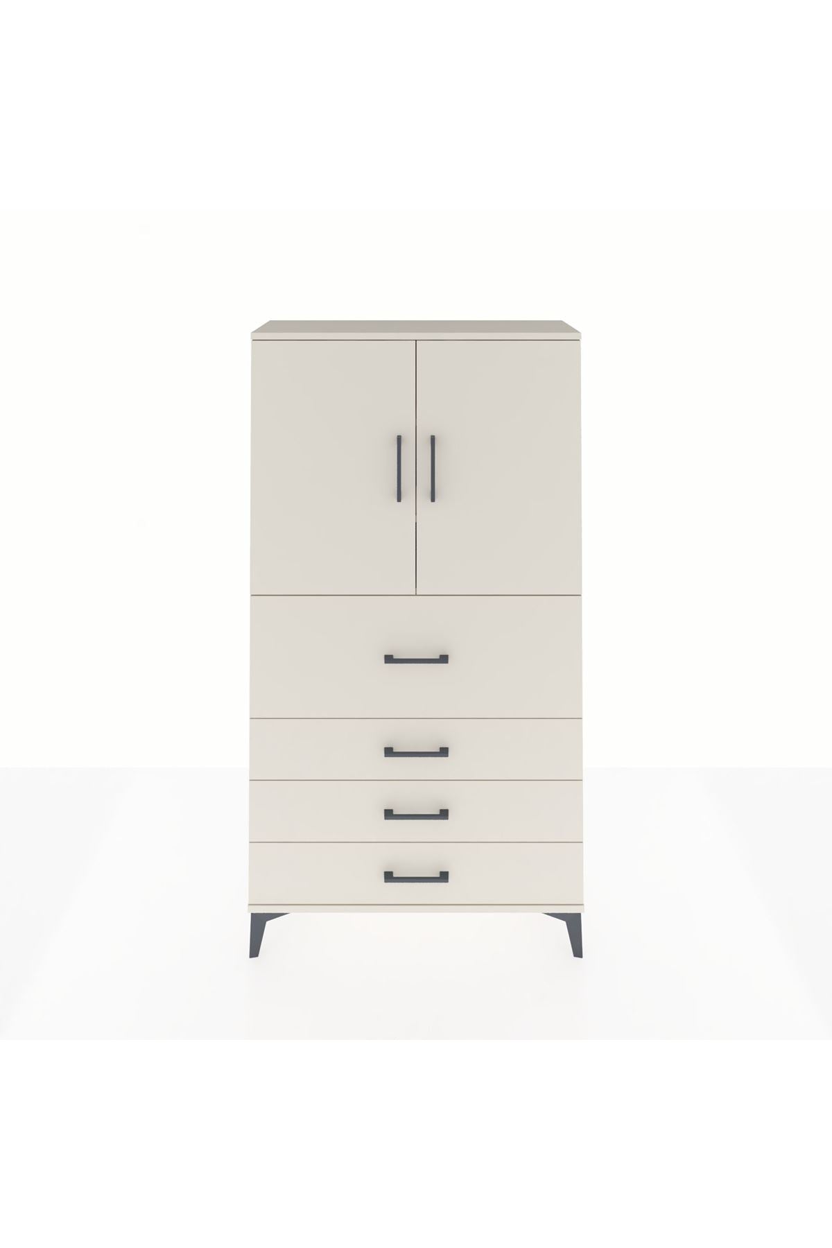 Arges Dolap 3 Raflı 4 Çekmeceli 2 Kapaklı 88x30x163 - S21M137V1A