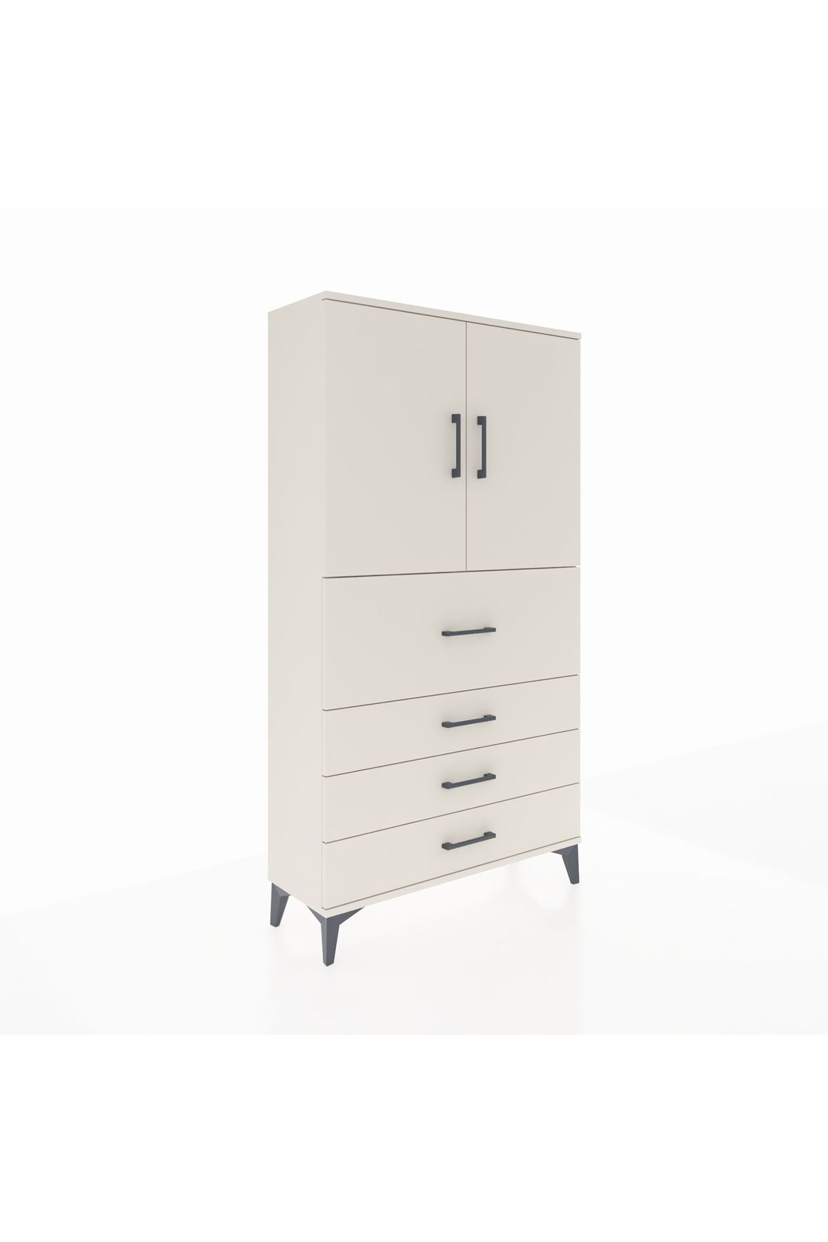 Arges Dolap 3 Raflı 4 Çekmeceli 2 Kapaklı 88x30x163 - S21M137V1A