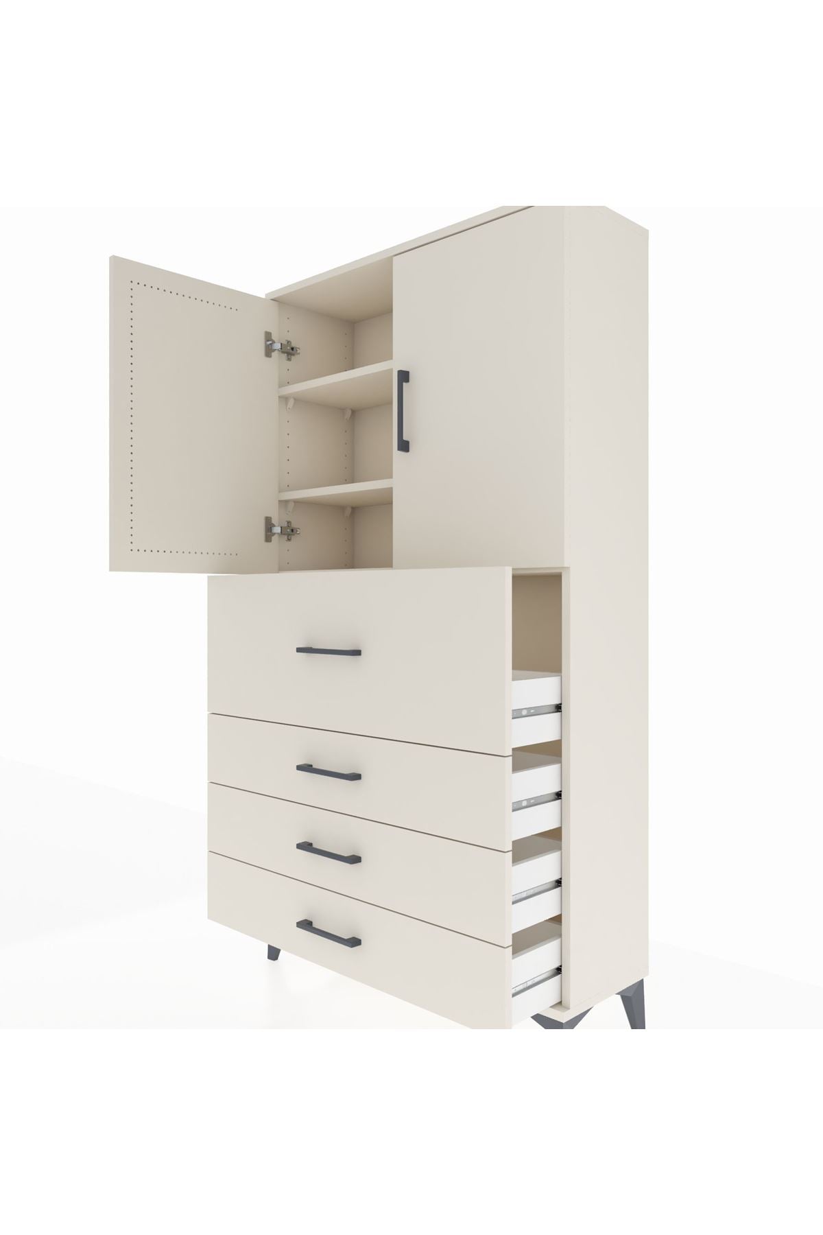 Arges Dolap 3 Raflı 4 Çekmeceli 2 Kapaklı 88x30x163 - S21M137V1A