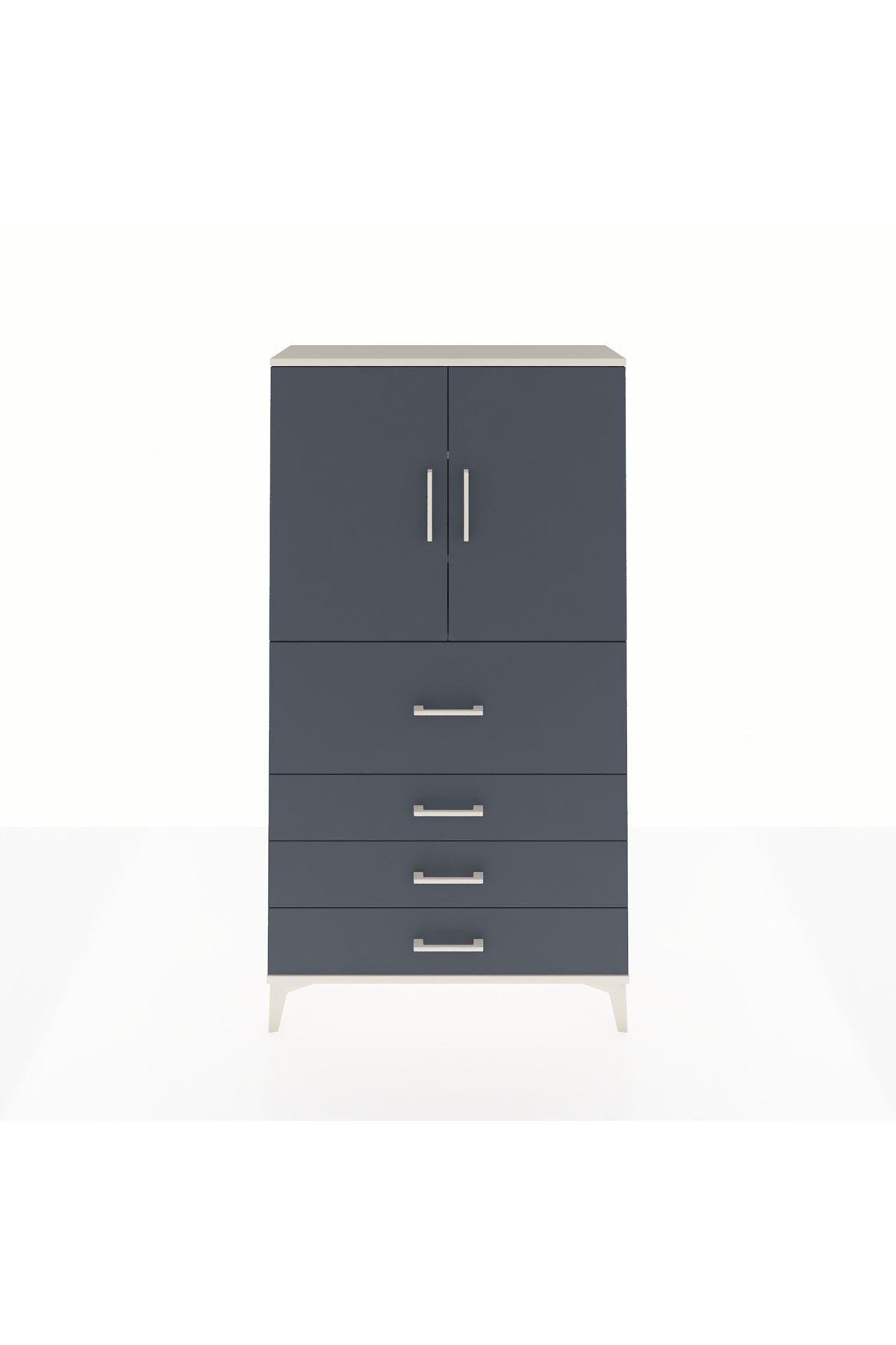 Arges Dolap 3 Raflı 4 Çekmeceli 2 Kapaklı 88x30x163 - S21M137V2A