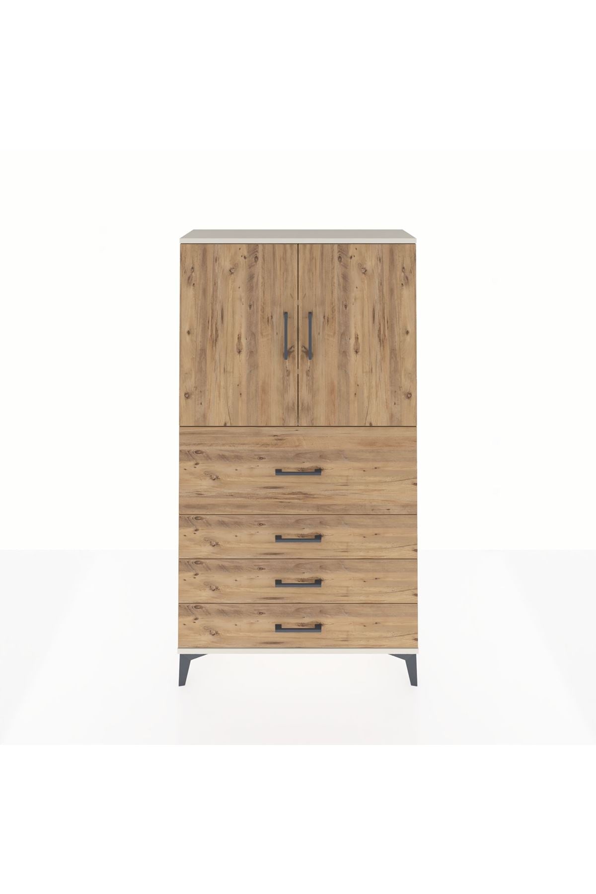 Arges Dolap 3 Raflı 4 Çekmeceli 2 Kapaklı 88x30x163 - S21M137V3A