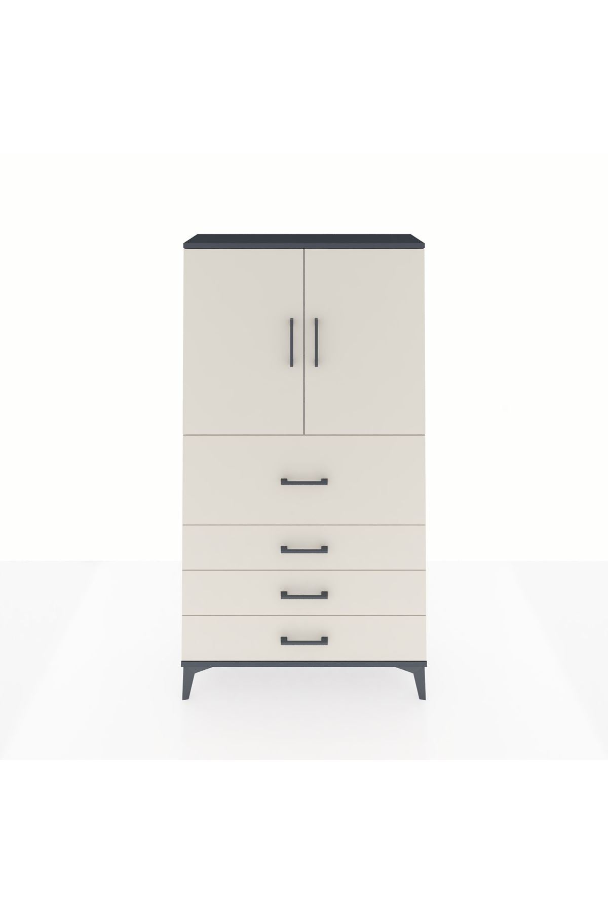 Arges Dolap 3 Raflı 4 Çekmeceli 2 Kapaklı 88x30x163 - S21M137V4A
