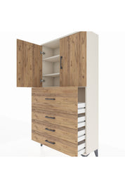 Arges Dolap 3 Raflı 4 Çekmeceli 2 Kapaklı 88x30x163 - S21M137V3A