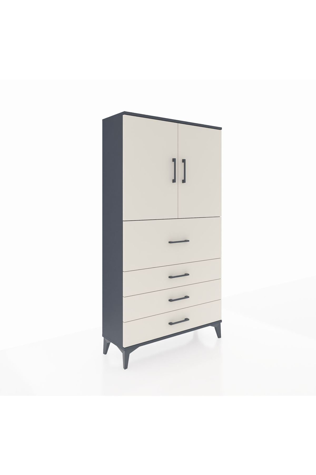 Arges Dolap 3 Raflı 4 Çekmeceli 2 Kapaklı 88x30x163 - S21M137V4A