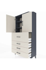 Arges Dolap 3 Raflı 4 Çekmeceli 2 Kapaklı 88x30x163 - S21M137V4A