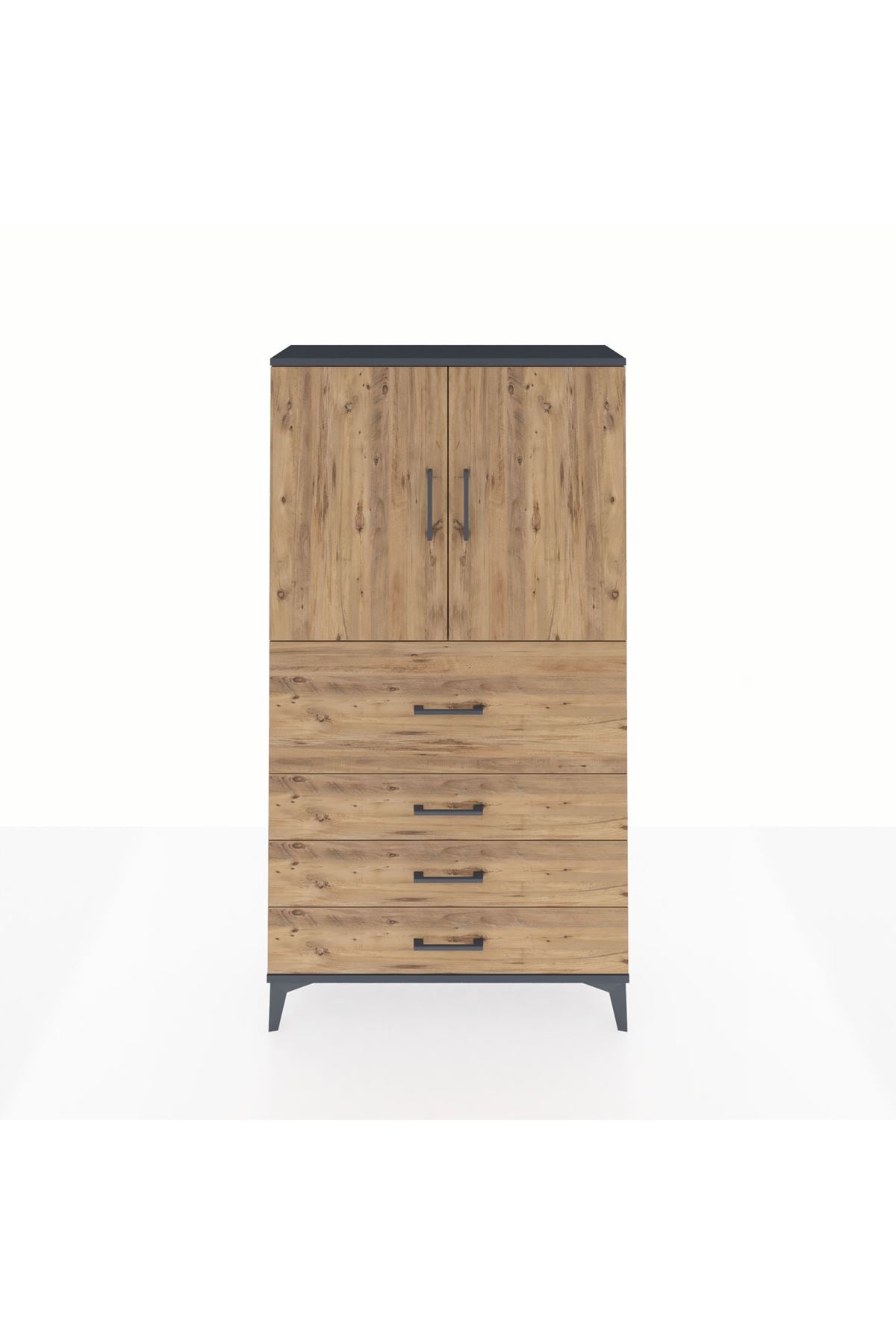 Arges Dolap 3 Raflı 4 Çekmeceli 2 Kapaklı 88x30x163 - S21M137V6A