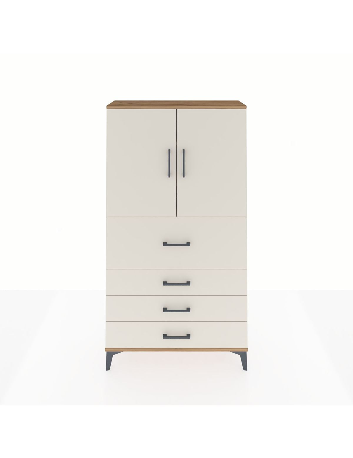 Arges Dolap 3 Raflı 4 Çekmeceli 2 Kapaklı 88x30x163 - S21M137V7A