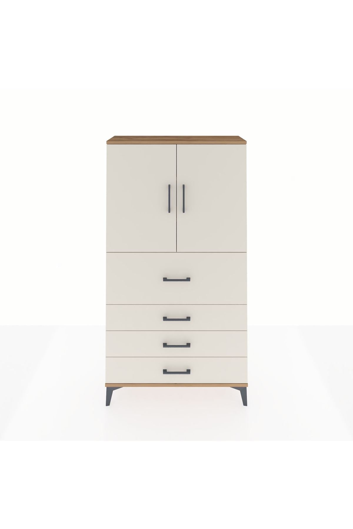 Arges Dolap 3 Raflı 4 Çekmeceli 2 Kapaklı 88x30x163 - S21M137V7A