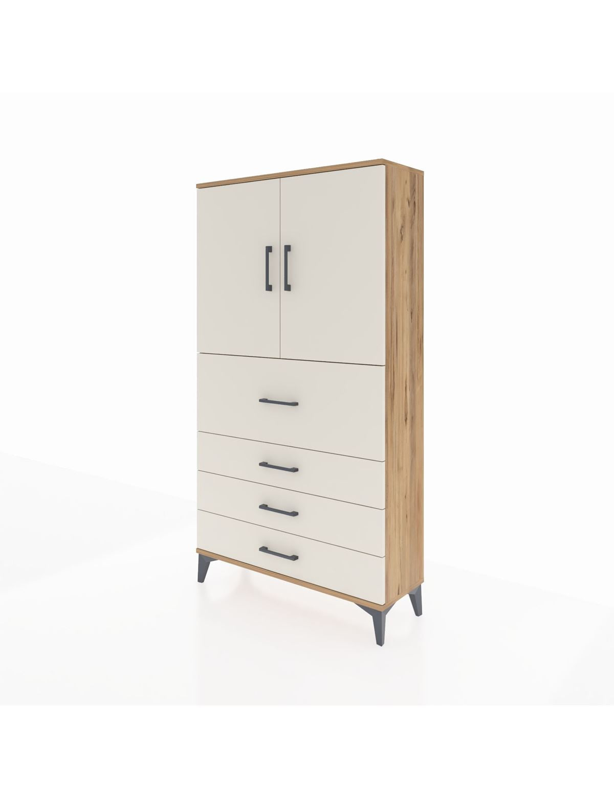 Arges Dolap 3 Raflı 4 Çekmeceli 2 Kapaklı 88x30x163 - S21M137V7A