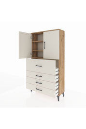 Arges Dolap 3 Raflı 4 Çekmeceli 2 Kapaklı 88x30x163 - S21M137V7A