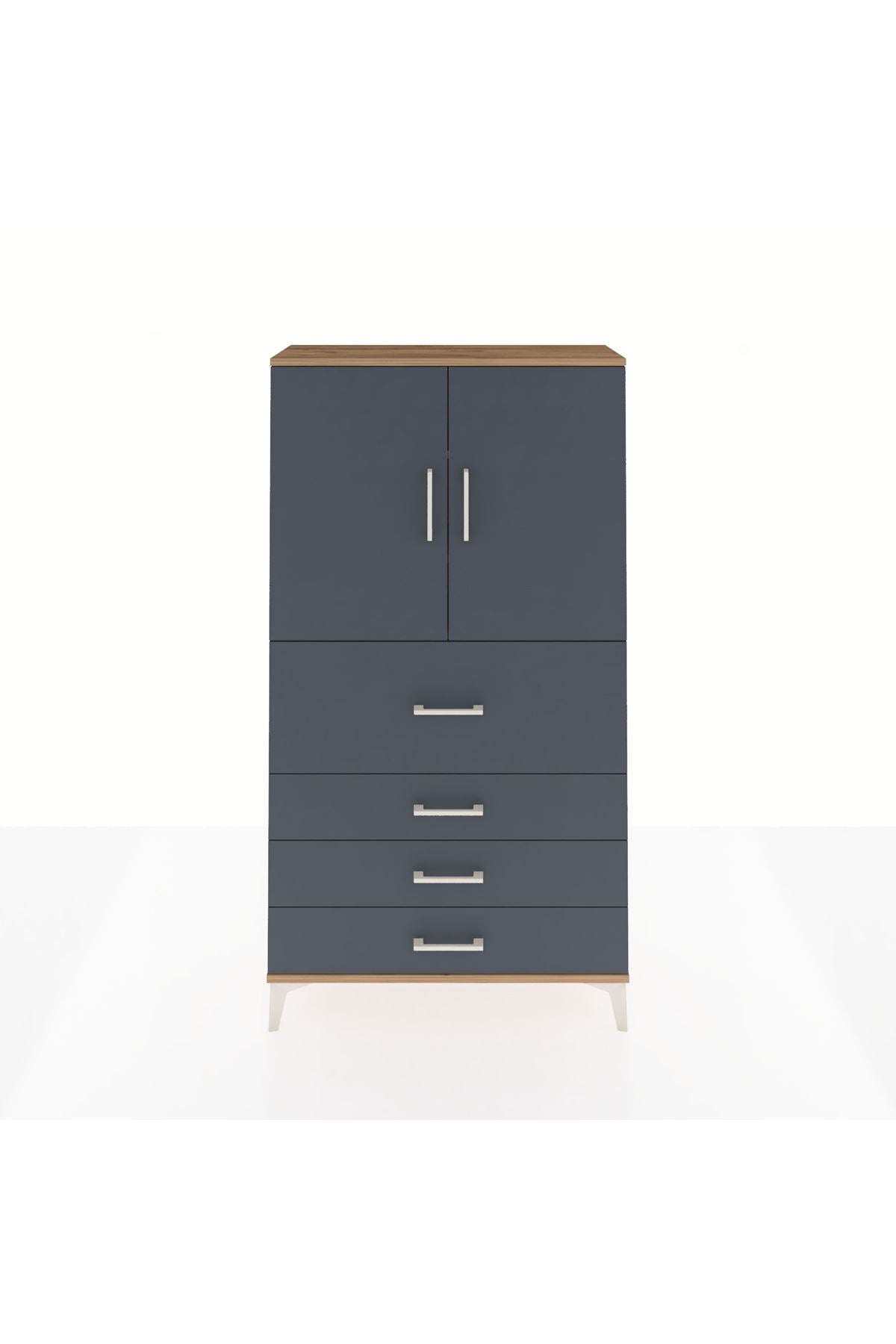 Arges Dolap 3 Raflı 4 Çekmeceli 2 Kapaklı 88x30x163 - S21M137V8A