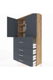 Arges Dolap 3 Raflı 4 Çekmeceli 2 Kapaklı 88x30x163 - S21M137V8A