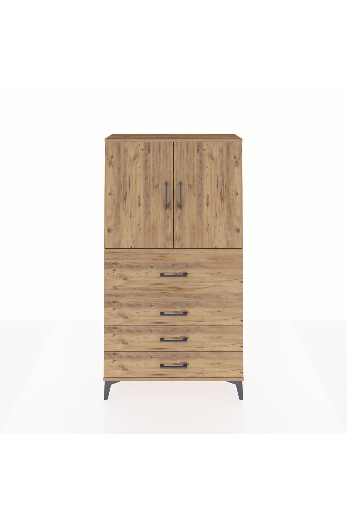 Arges Dolap 3 Raflı 4 Çekmeceli 2 Kapaklı 88x30x163 - S21M137V9A