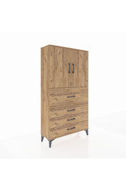 Arges Dolap 3 Raflı 4 Çekmeceli 2 Kapaklı 88x30x163 - S21M137V9A