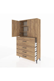 Arges Dolap 3 Raflı 4 Çekmeceli 2 Kapaklı 88x30x163 - S21M137V9A