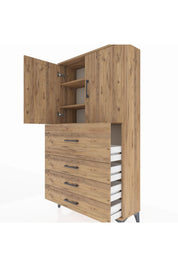Arges Dolap 3 Raflı 4 Çekmeceli 2 Kapaklı 88x30x163 - S21M137V9A