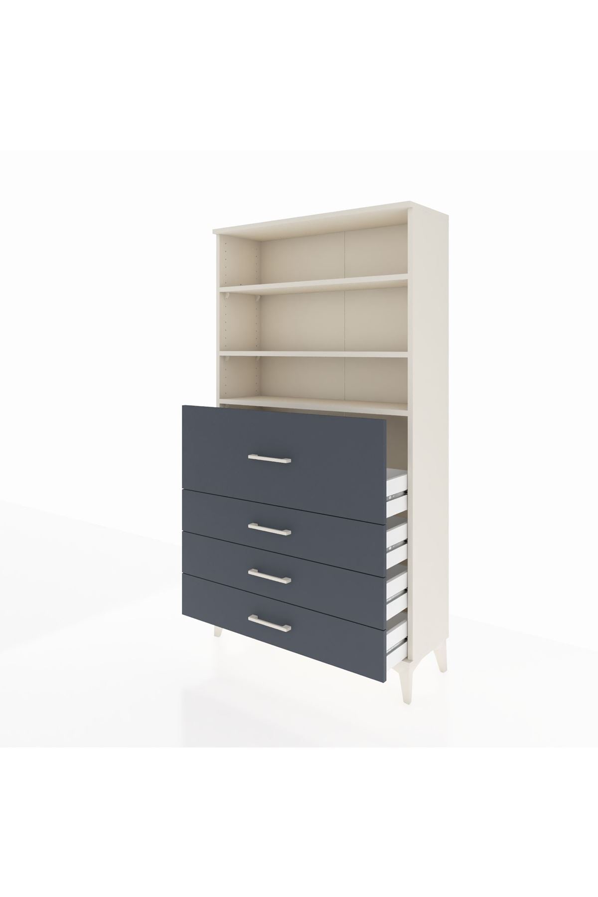 Arges Dolap 3 Raflı 4 Çekmeceli 88x30x163 - S21M138V2A