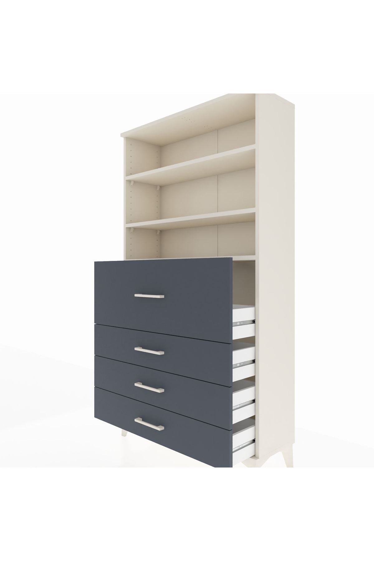 Arges Dolap 3 Raflı 4 Çekmeceli 88x30x163 - S21M138V2A