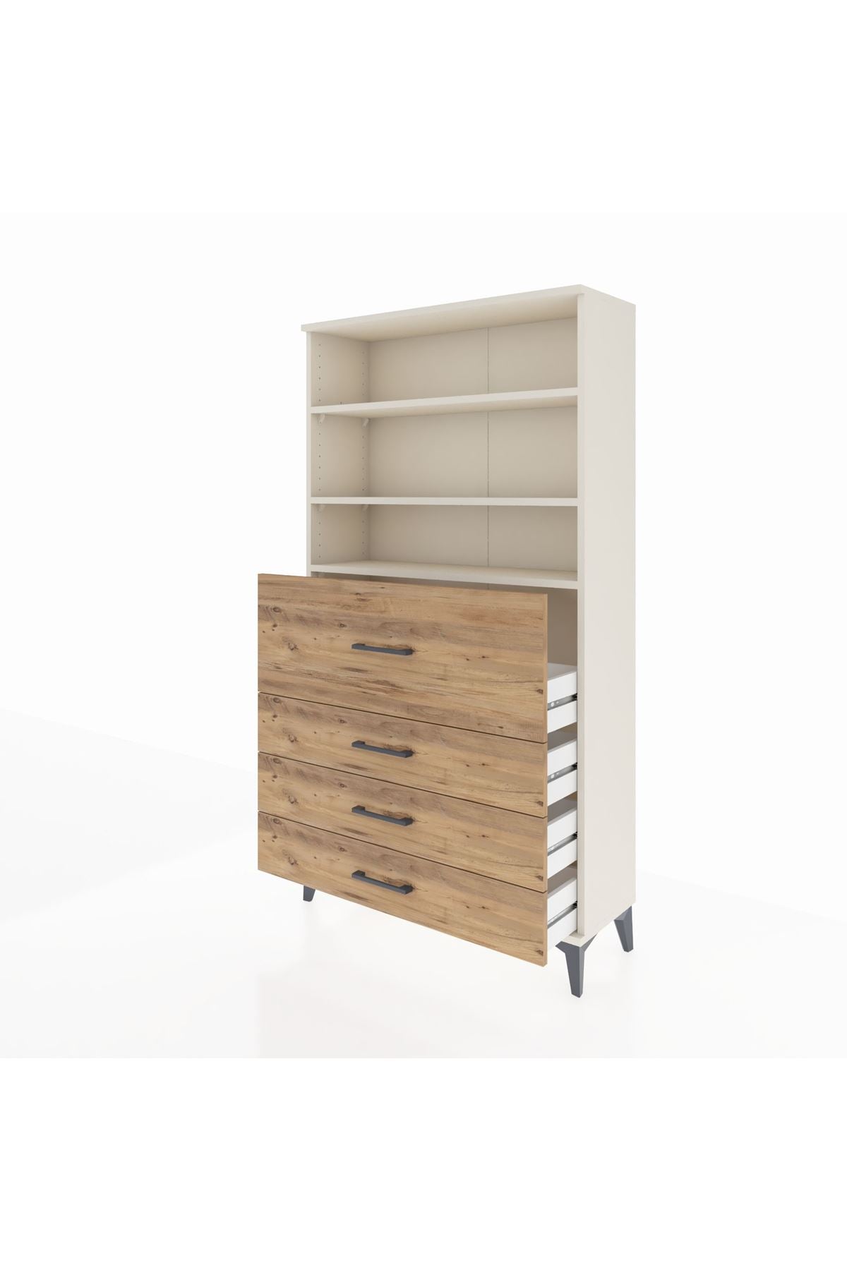Arges Dolap 3 Raflı 4 Çekmeceli 88x30x163 - S21M138V3A