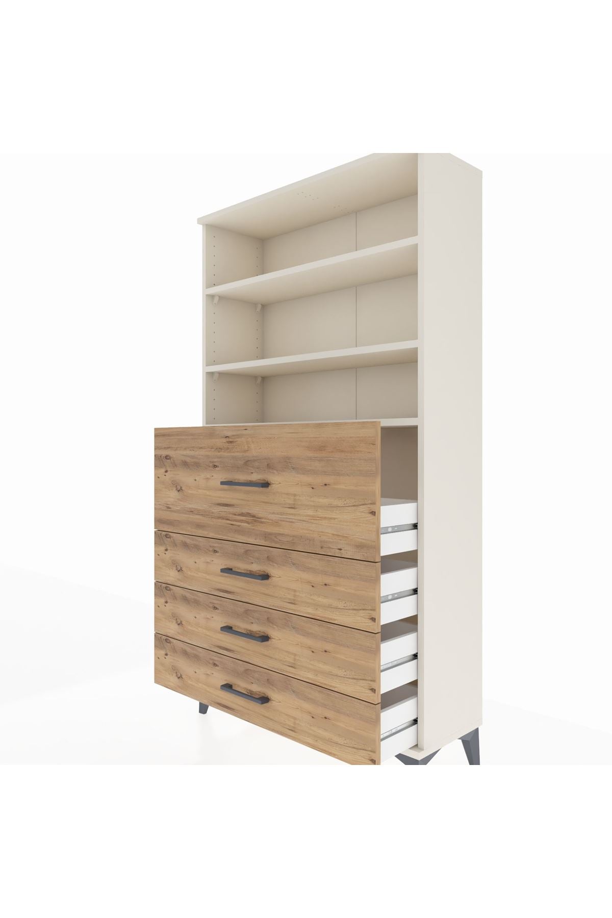 Arges Dolap 3 Raflı 4 Çekmeceli 88x30x163 - S21M138V3A
