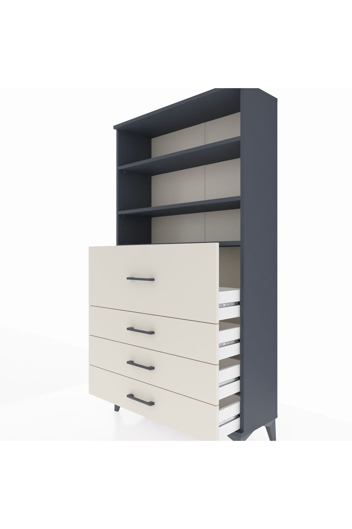 Arges Dolap 3 Raflı 4 Çekmeceli 88x30x163 - S21M138V4A