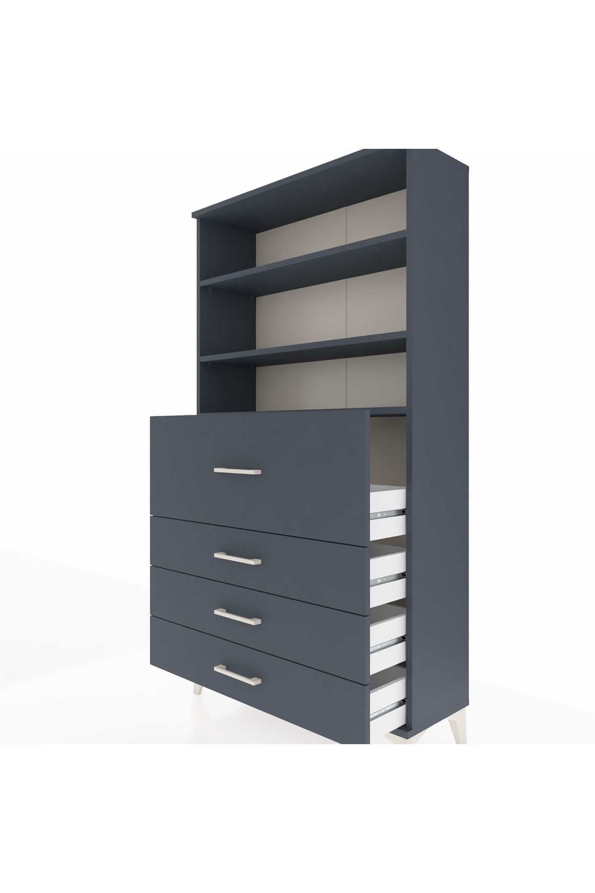 Arges Dolap 3 Raflı 4 Çekmeceli 88x30x163 - S21M138V5A