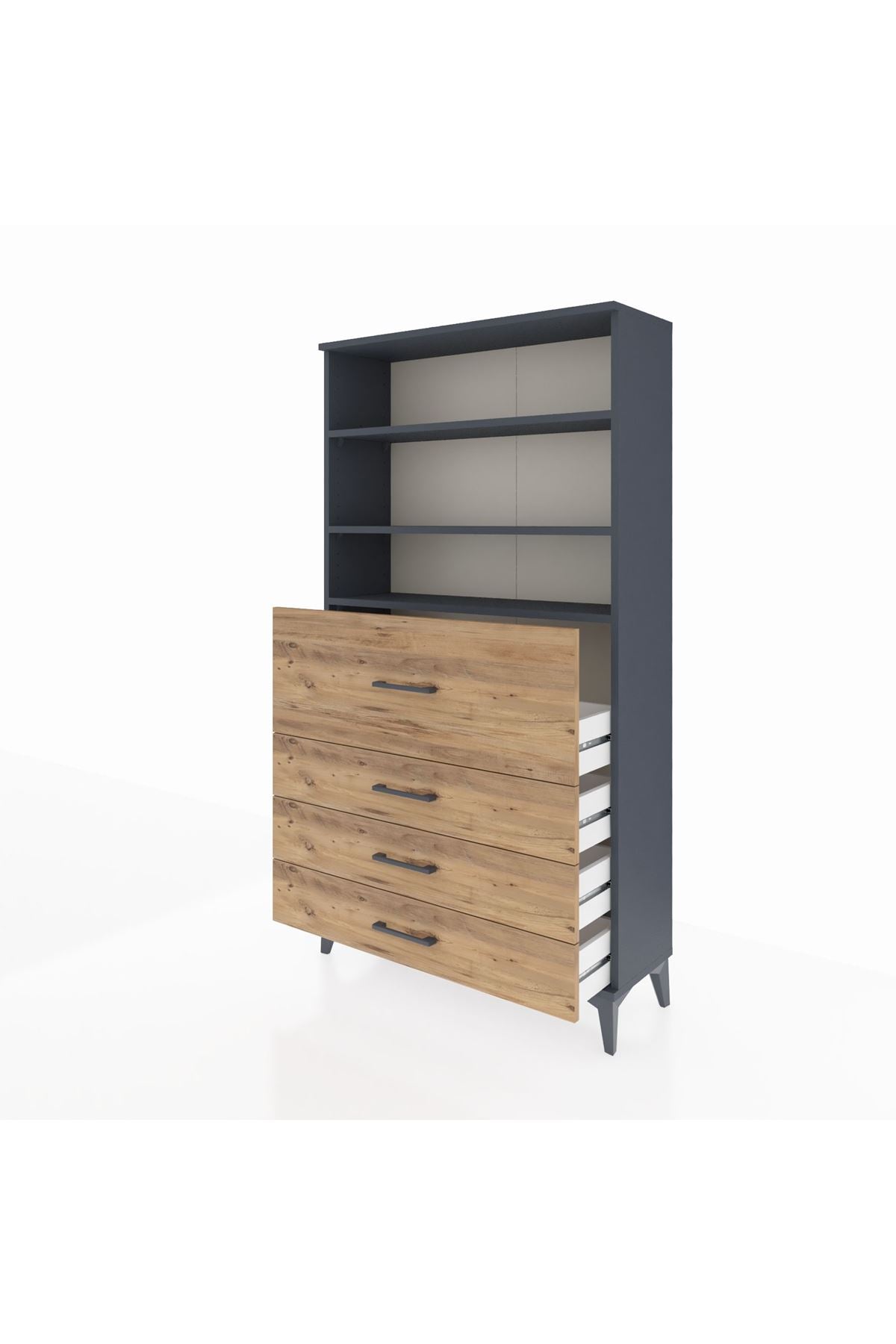 Arges Dolap 3 Raflı 4 Çekmeceli 88x30x163 - S21M138V6A