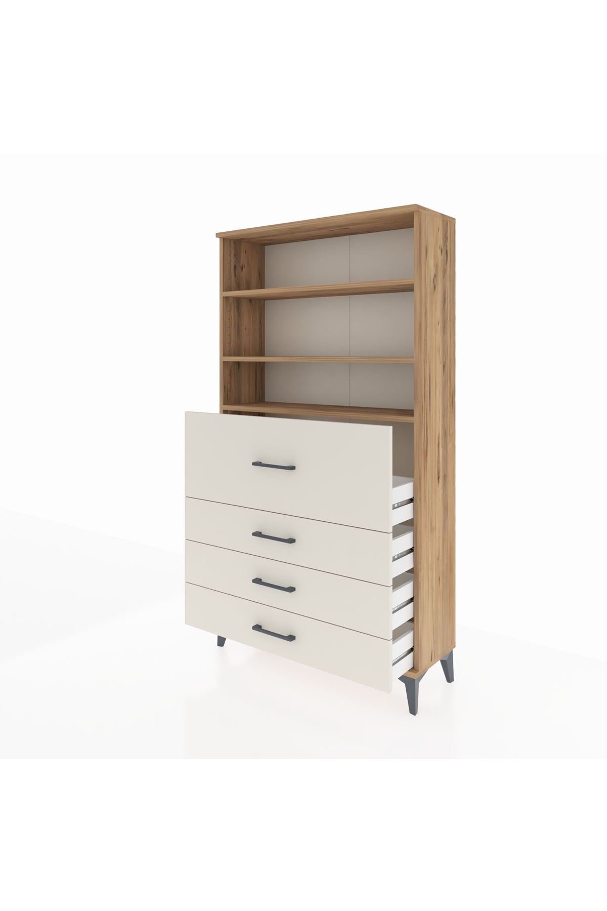 Arges Dolap 3 Raflı 4 Çekmeceli 88x30x163 - S21M138V7A