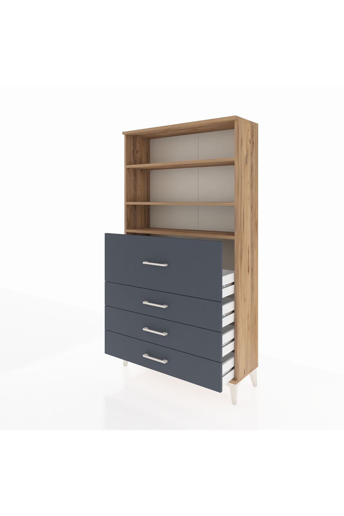 Arges Dolap 3 Raflı 4 Çekmeceli 88x30x163 - S21M138V8A
