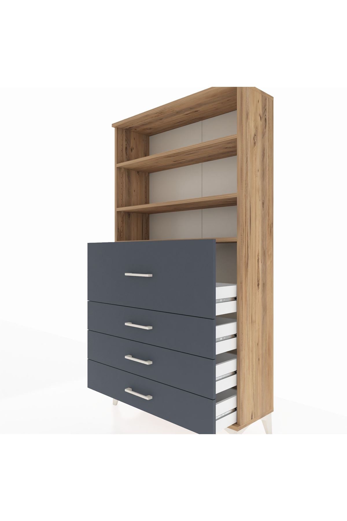 Arges Dolap 3 Raflı 4 Çekmeceli 88x30x163 - S21M138V8A