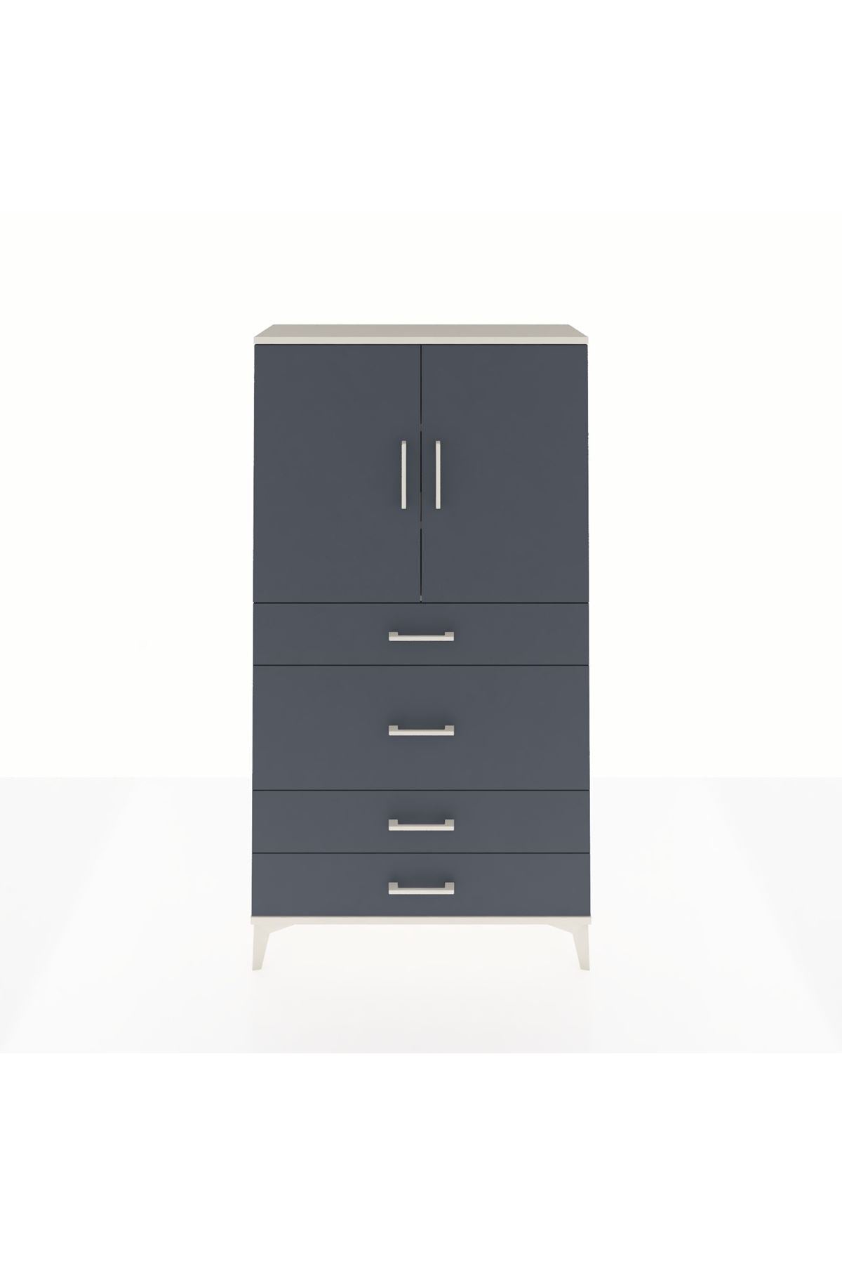 Arges Dolap 3 Raflı 4 Çekmeceli 2 Kapaklı 88x30x163 - S21M139V2A