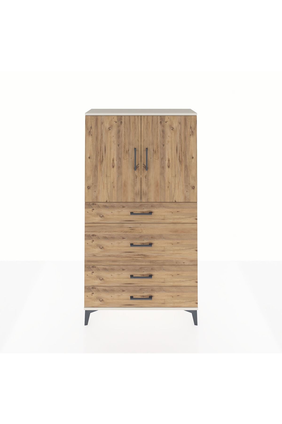 Arges Dolap 3 Raflı 4 Çekmeceli 2 Kapaklı 88x30x163 - S21M139V3A