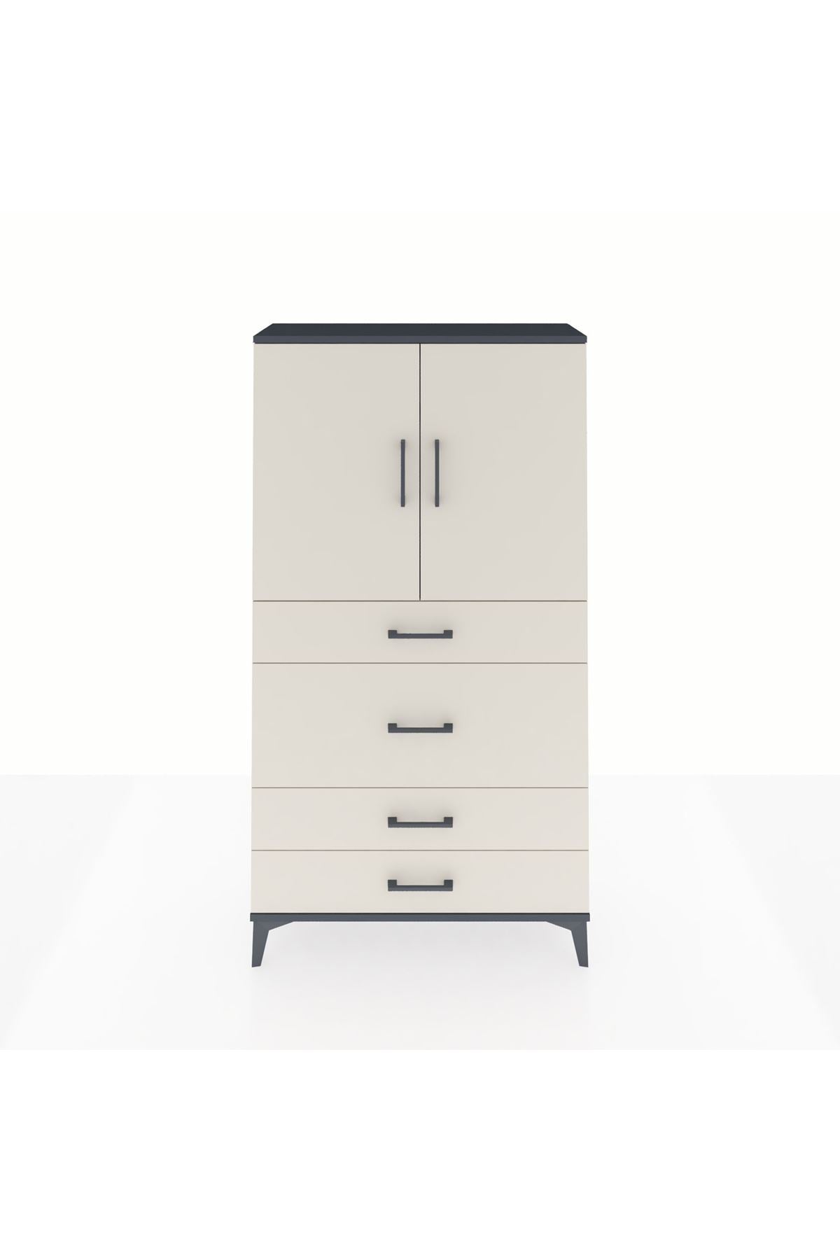 Arges Dolap 3 Raflı 4 Çekmeceli 2 Kapaklı 88x30x163 - S21M139V4A
