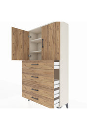 Arges Dolap 3 Raflı 4 Çekmeceli 2 Kapaklı 88x30x163 - S21M139V3A