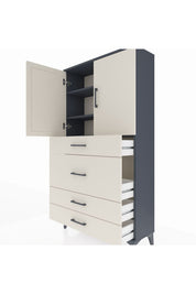 Arges Dolap 3 Raflı 4 Çekmeceli 2 Kapaklı 88x30x163 - S21M139V4A