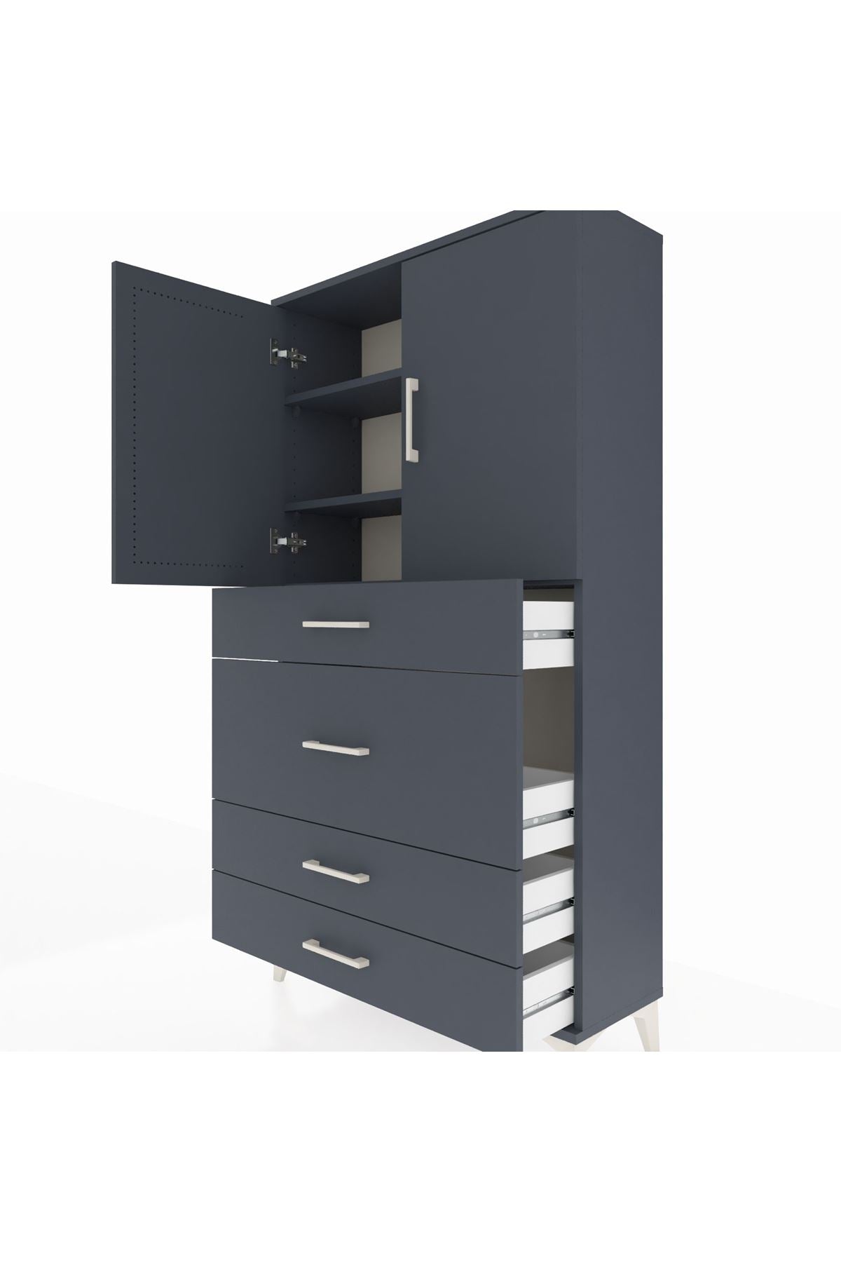 Arges Dolap 3 Raflı 4 Çekmeceli 2 Kapaklı 88x30x163 - S21M139V5A