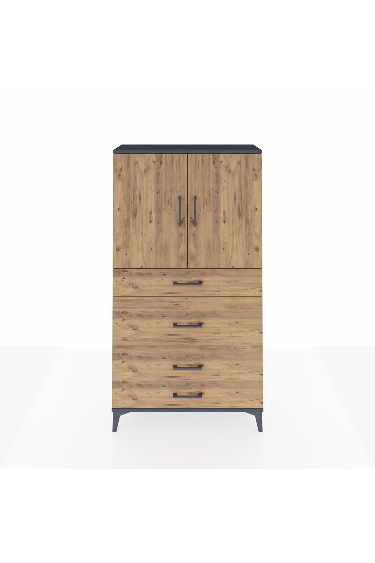 Arges Dolap 3 Raflı 4 Çekmeceli 2 Kapaklı 88x30x163 - S21M139V6A