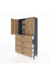 Arges Dolap 3 Raflı 4 Çekmeceli 2 Kapaklı 88x30x163 - S21M139V6A