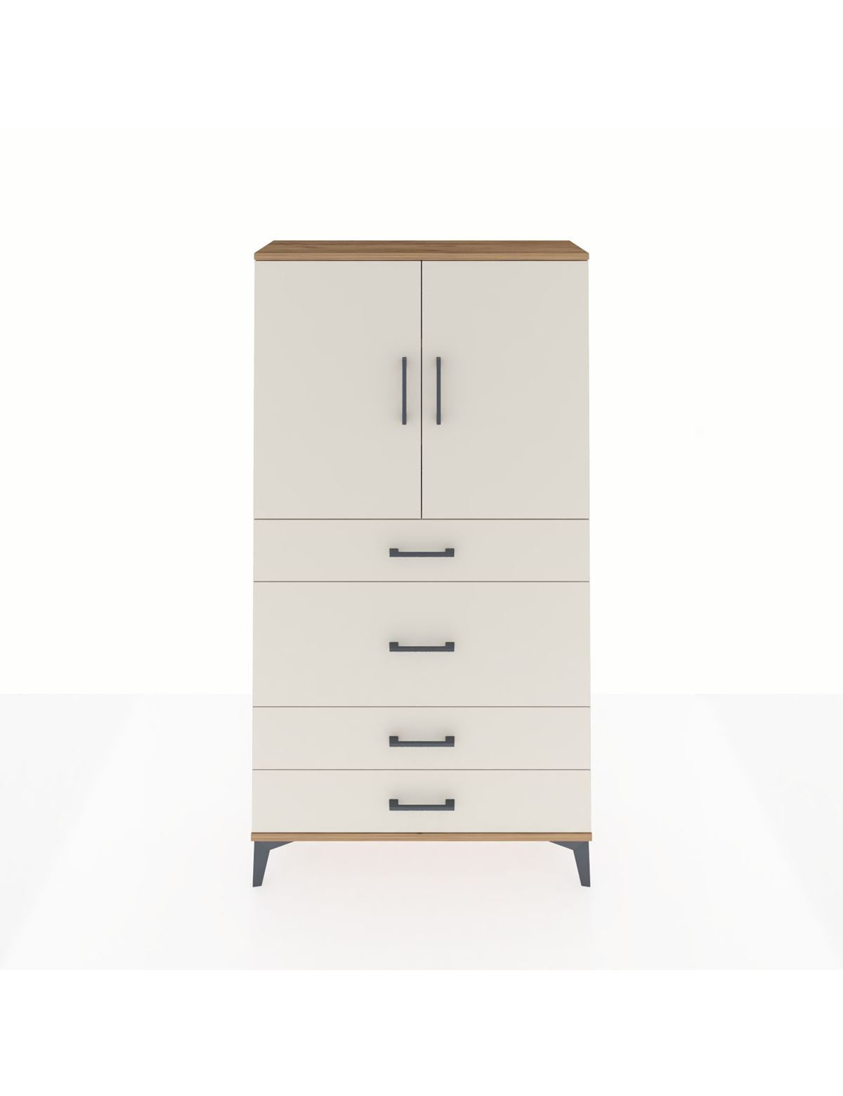 Arges Dolap 3 Raflı 4 Çekmeceli 2 Kapaklı 88x30x163 - S21M139V7A