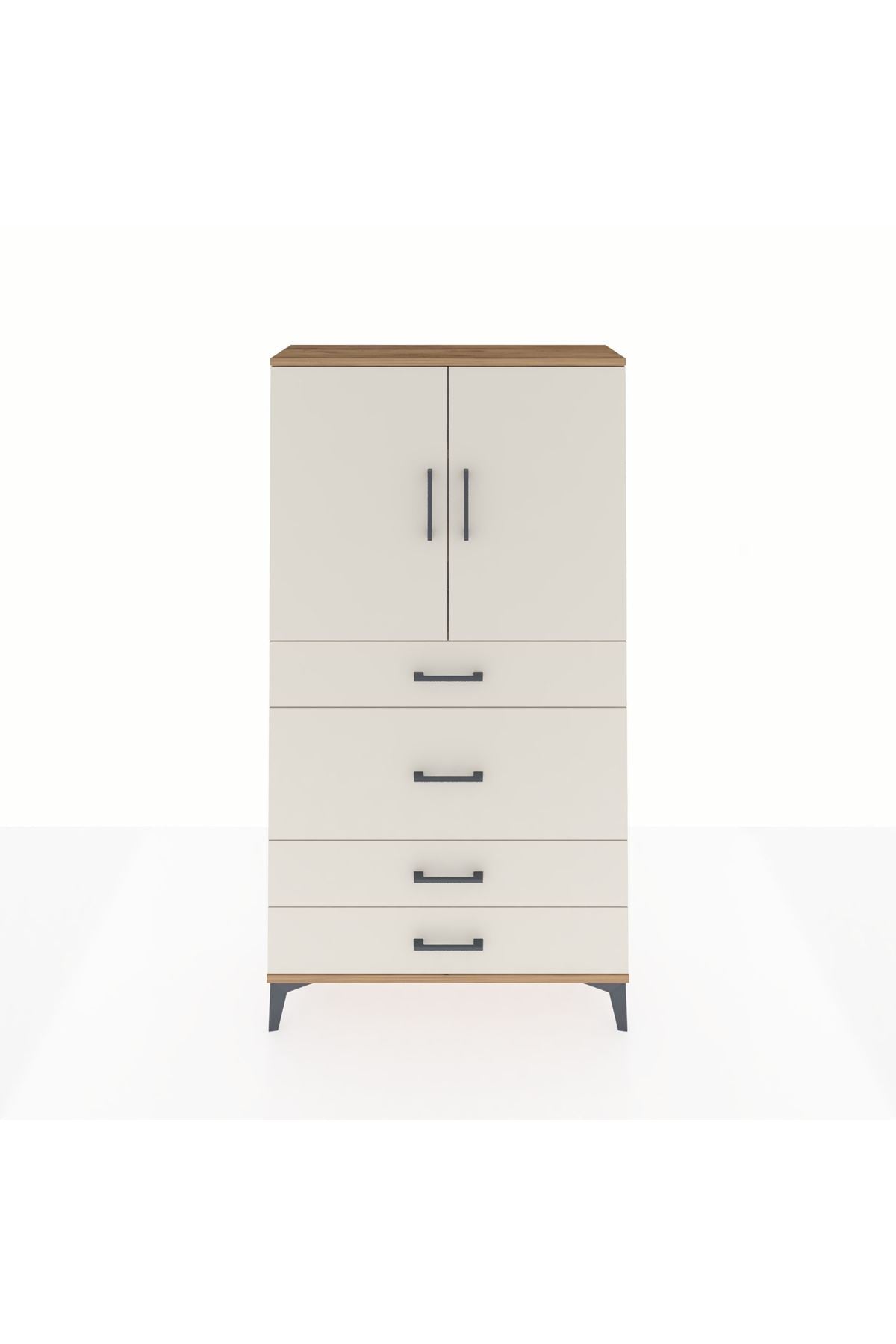 Arges Dolap 3 Raflı 4 Çekmeceli 2 Kapaklı 88x30x163 - S21M139V7A