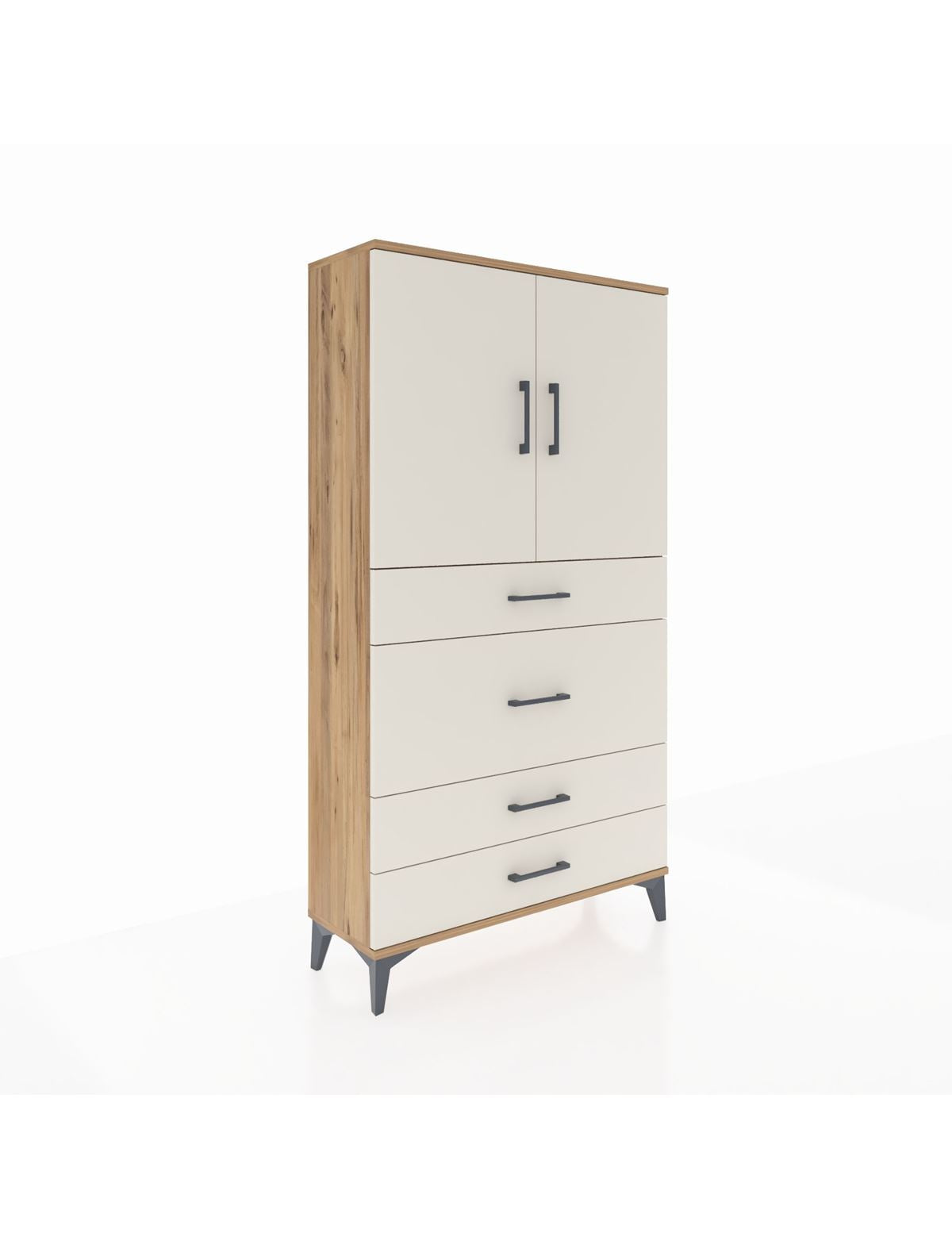 Arges Dolap 3 Raflı 4 Çekmeceli 2 Kapaklı 88x30x163 - S21M139V7A