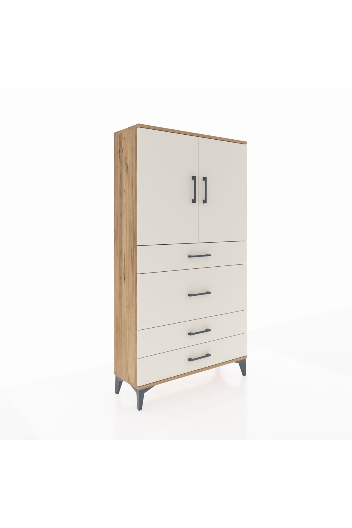 Arges Dolap 3 Raflı 4 Çekmeceli 2 Kapaklı 88x30x163 - S21M139V7A