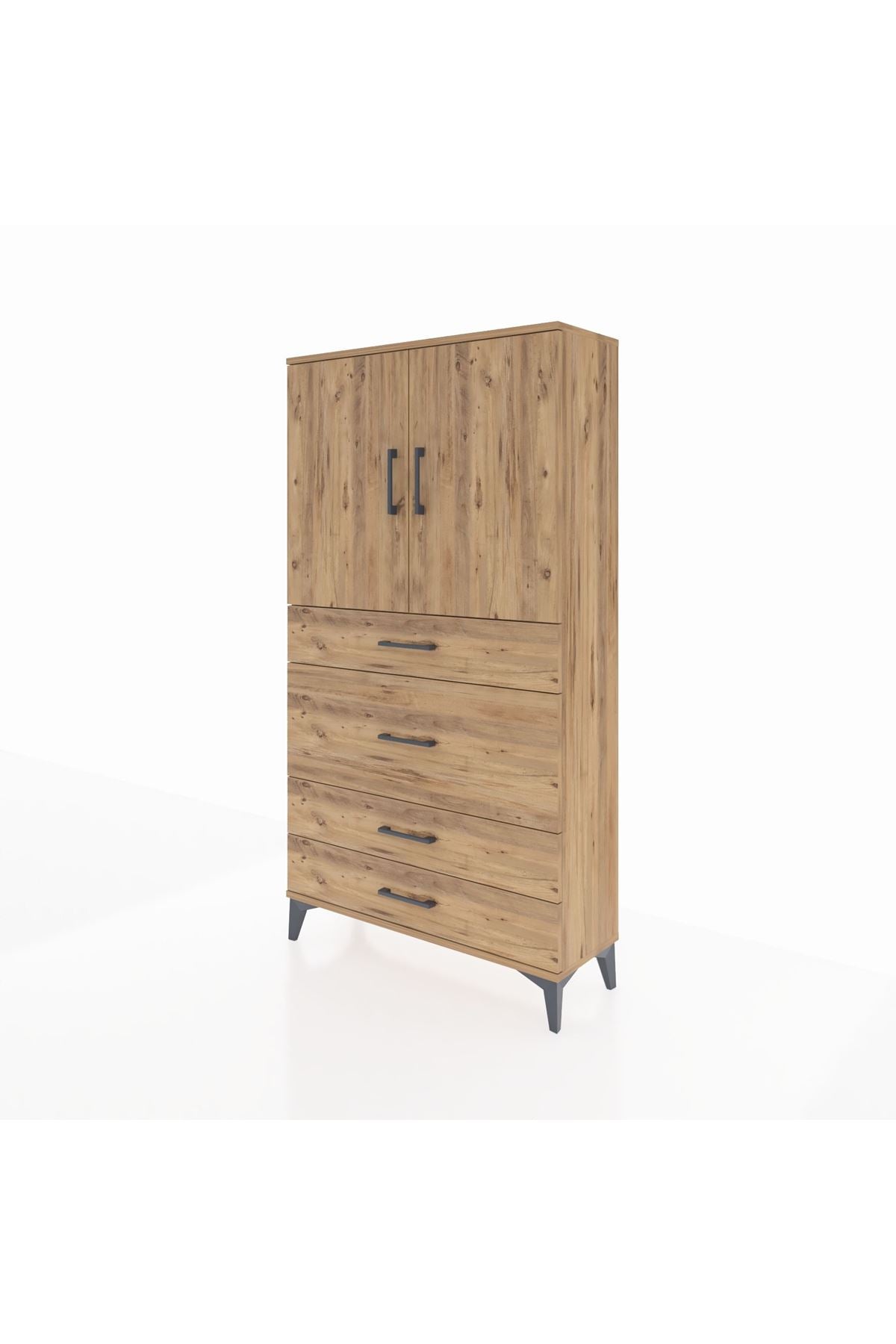 Arges Dolap 3 Raflı 4 Çekmeceli 2 Kapaklı 88x30x163 - S21M139V9A