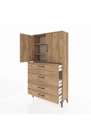 Arges Dolap 3 Raflı 4 Çekmeceli 2 Kapaklı 88x30x163 - S21M139V9A